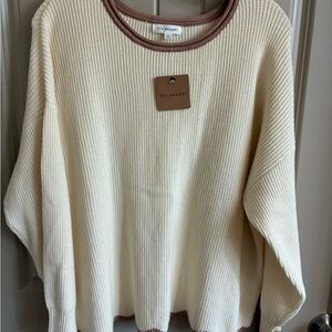 Blu Pepper Ivory and Cocoa Crew Neck Sweater